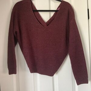 Francesca's Collections Burgundy V-Neck Sweater